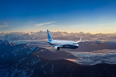 Boeing 737 MAX 7 passenger aircraft in flight