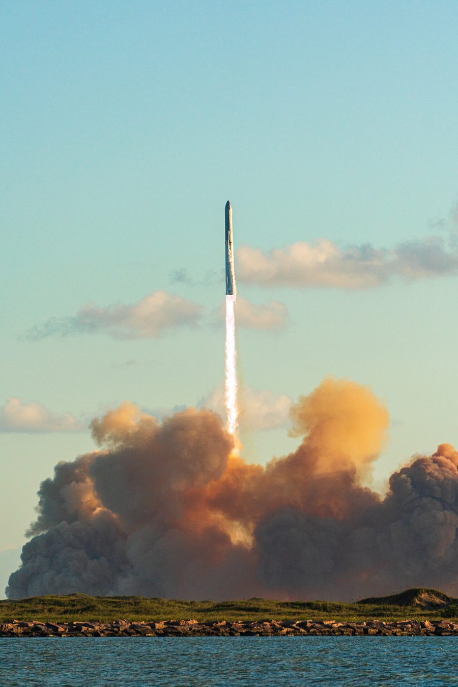 SpaceX Starship lifts off from Starbase on a flight test